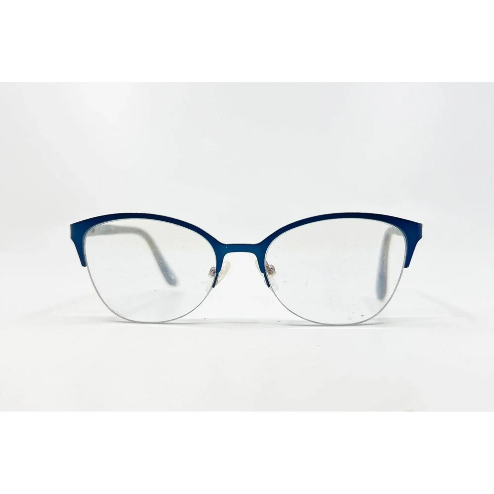 Saks Fifth Avenue Eyeglasses Womens Blue Cat Eye Semi-Rimless 53-18-135 314 OKY2